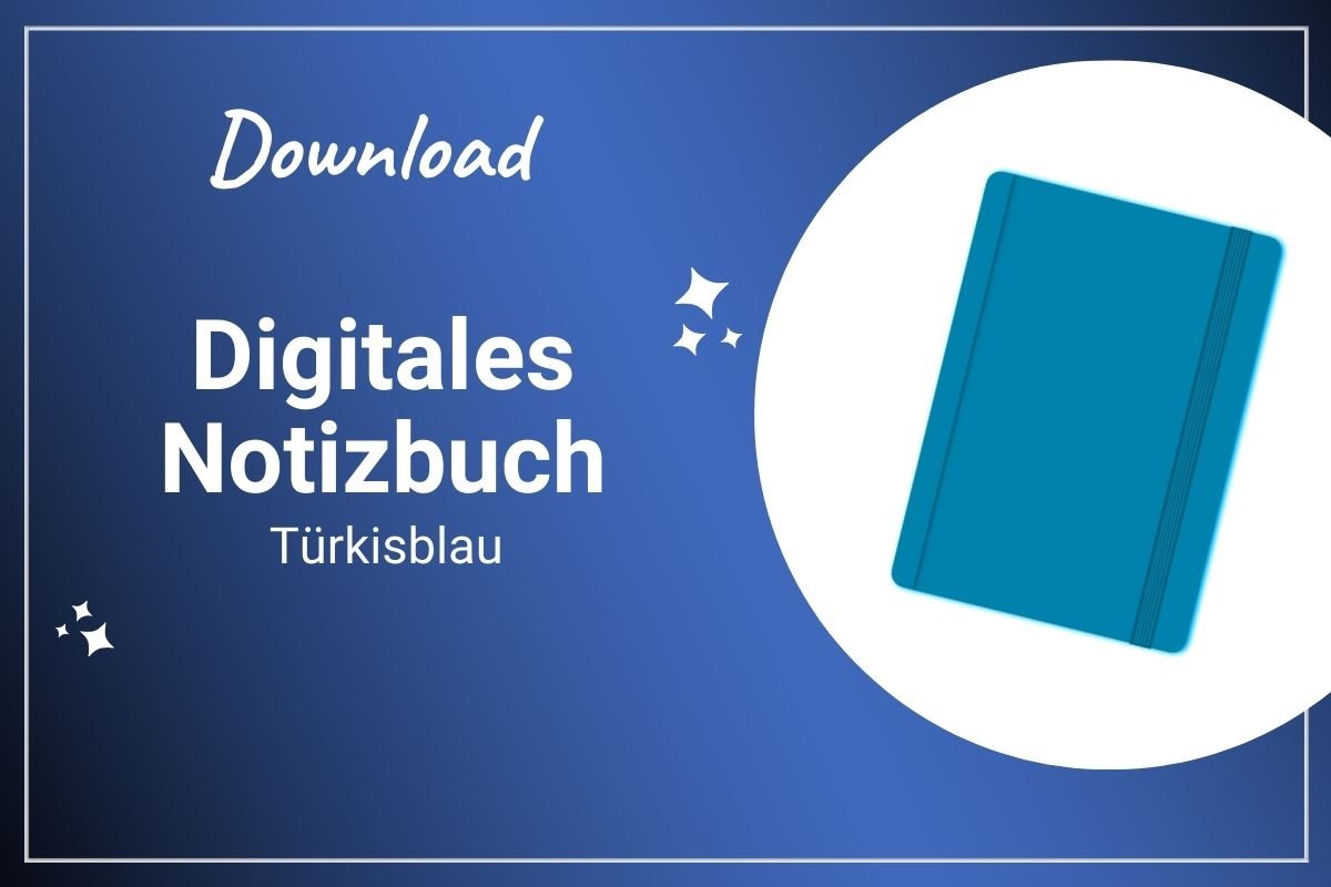 Digitales Notizbuch in türkisblau