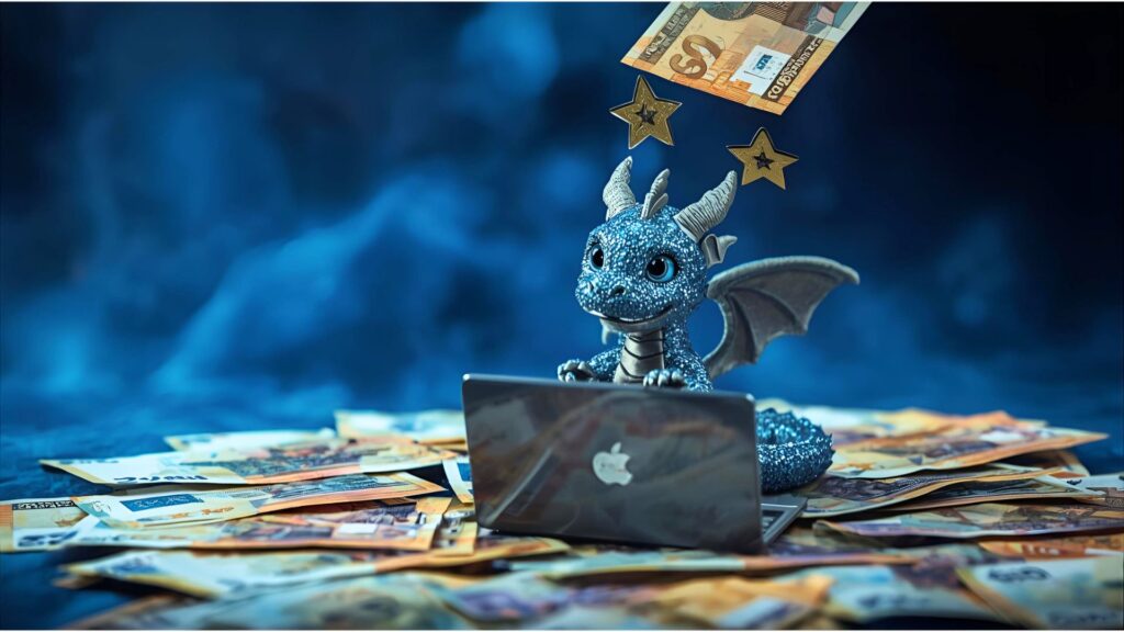 Drache sitzt in Euros